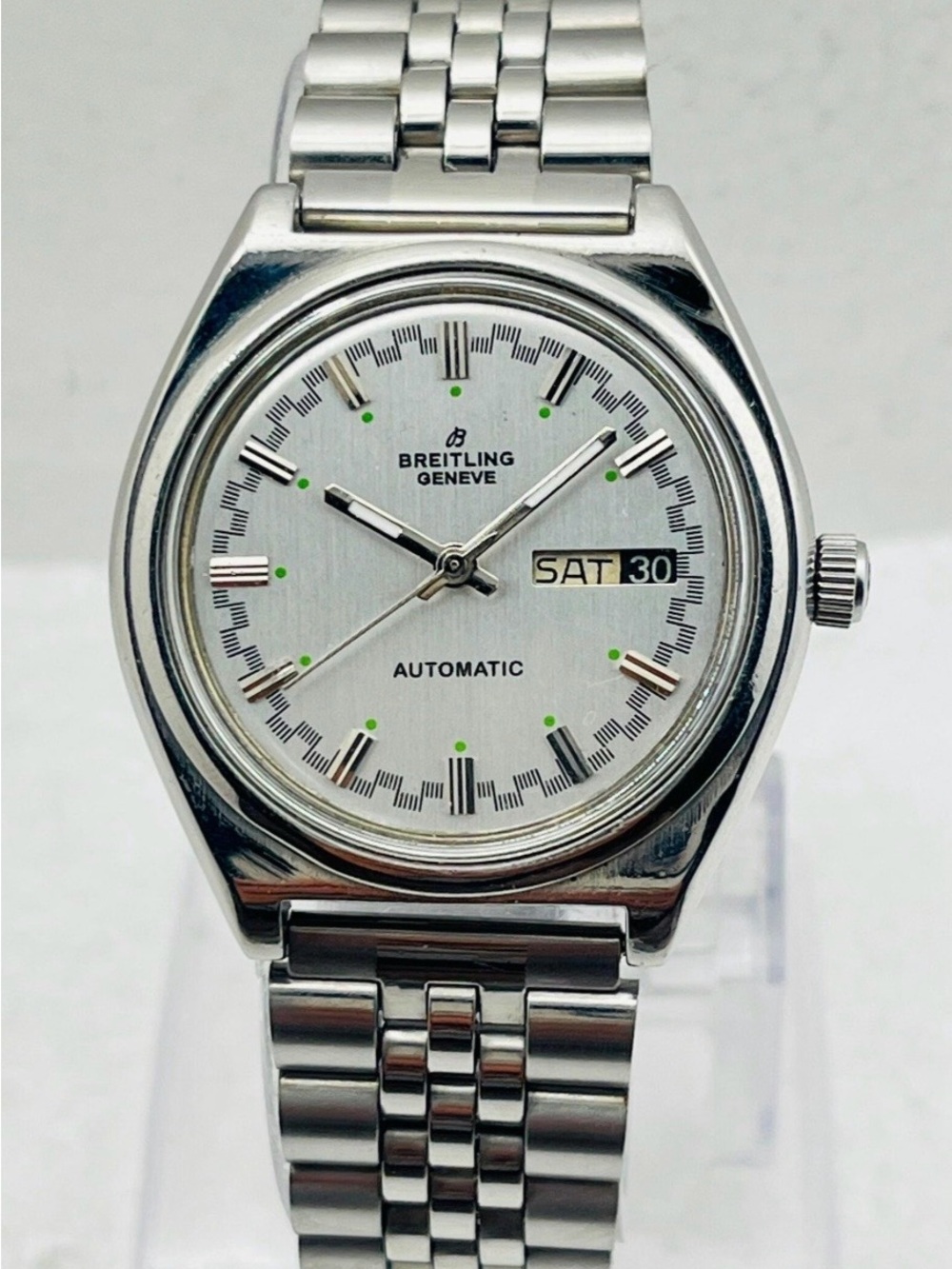 Breitling Vintage Silver Dial Stainless Steel Automatic Watch